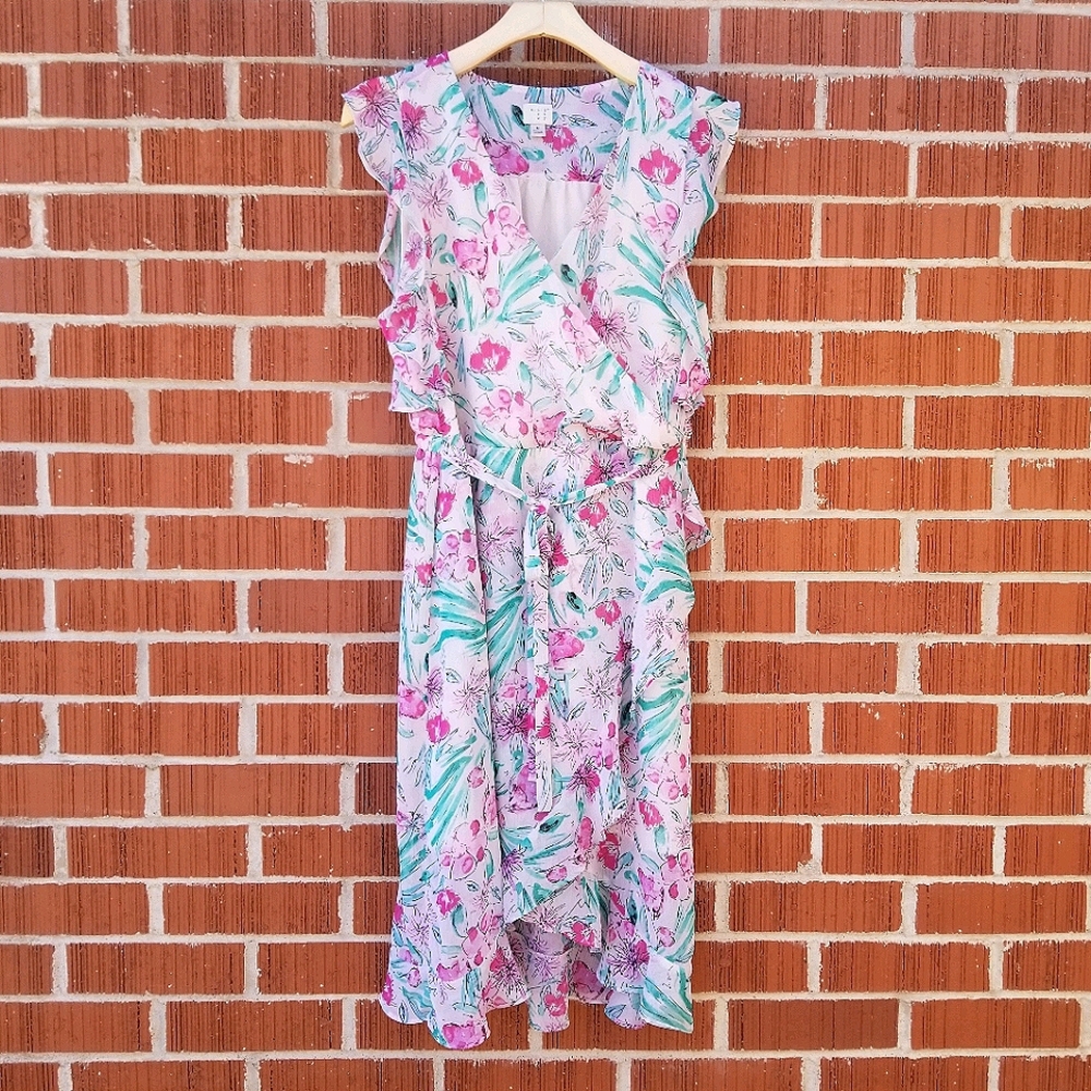 A New Day Floral Tie Waist Dress